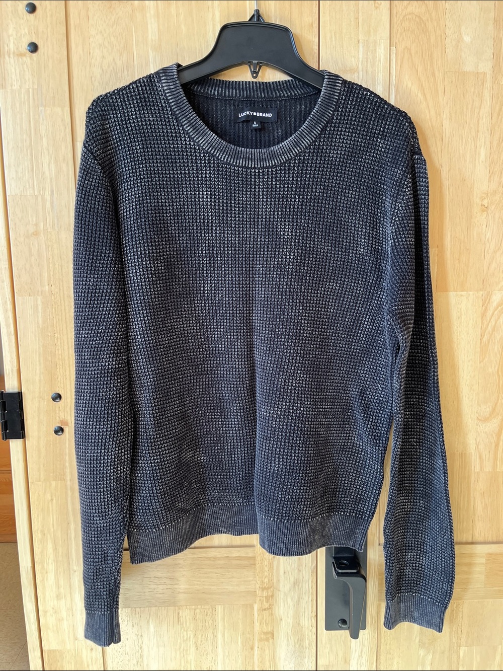 Lucky Brand Men's Charcoal Waffle Knit Crew Sweater